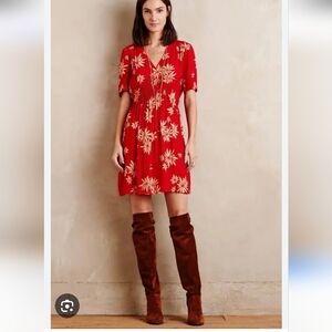 HD In Paris Red Floral Women's Dress. Size 2